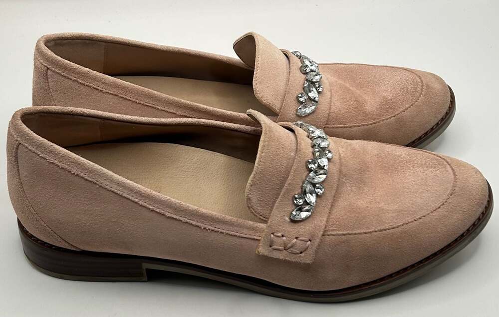 Vionic Avvy Jeweled Suede Loafers in Rose - Picture 2 of 5